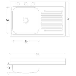 Foto 3 | Fregadero para Cocina Sobreponer 1 Tina 75x48x14 Eb Cacm402 Der