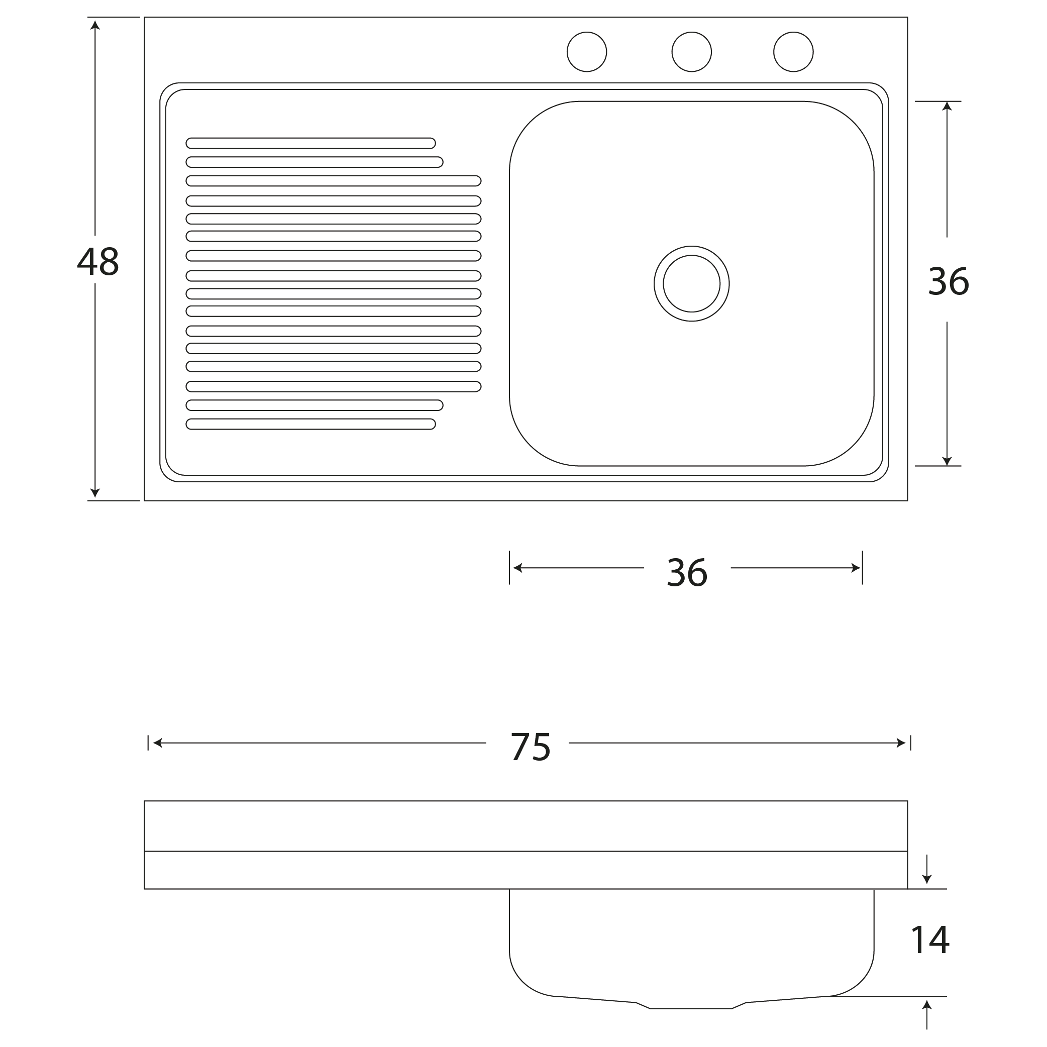 Foto 4 pulgar | Fregadero para Cocina Sobreponer 1 Tina 75x48x14 Eb Cacm401 Izq