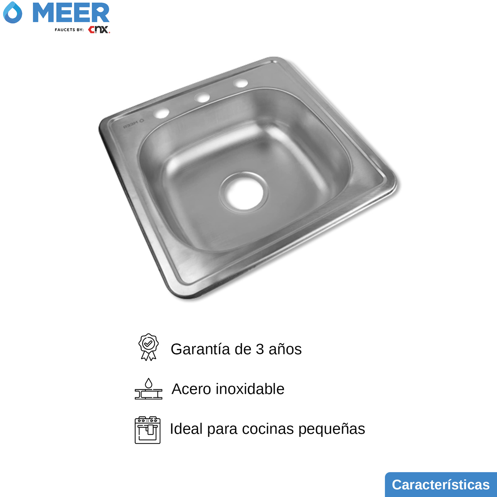 Foto 5 | Kit Completo De Tarja Sencilla Con Mezcladora Monomando para Cocina Meer-CNX color Gris