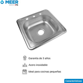 Foto 5 | Kit Completo De Tarja Sencilla Con Mezcladora Monomando para Cocina Meer-CNX color Gris
