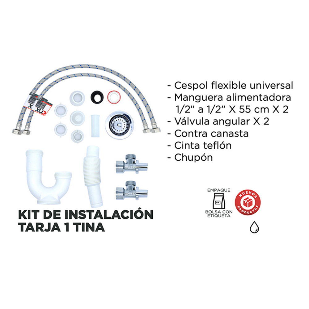 Foto 7 pulgar | Kit Completo De Tarja Sencilla Con Mezcladora Flexible Para Cocina Meer-CNX color Gris