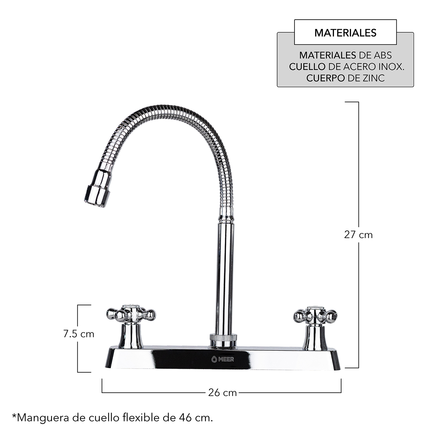 Foto 5 | Kit Completo De Tarja Sencilla Con Mezcladora Flexible Para Cocina Meer-CNX color Gris