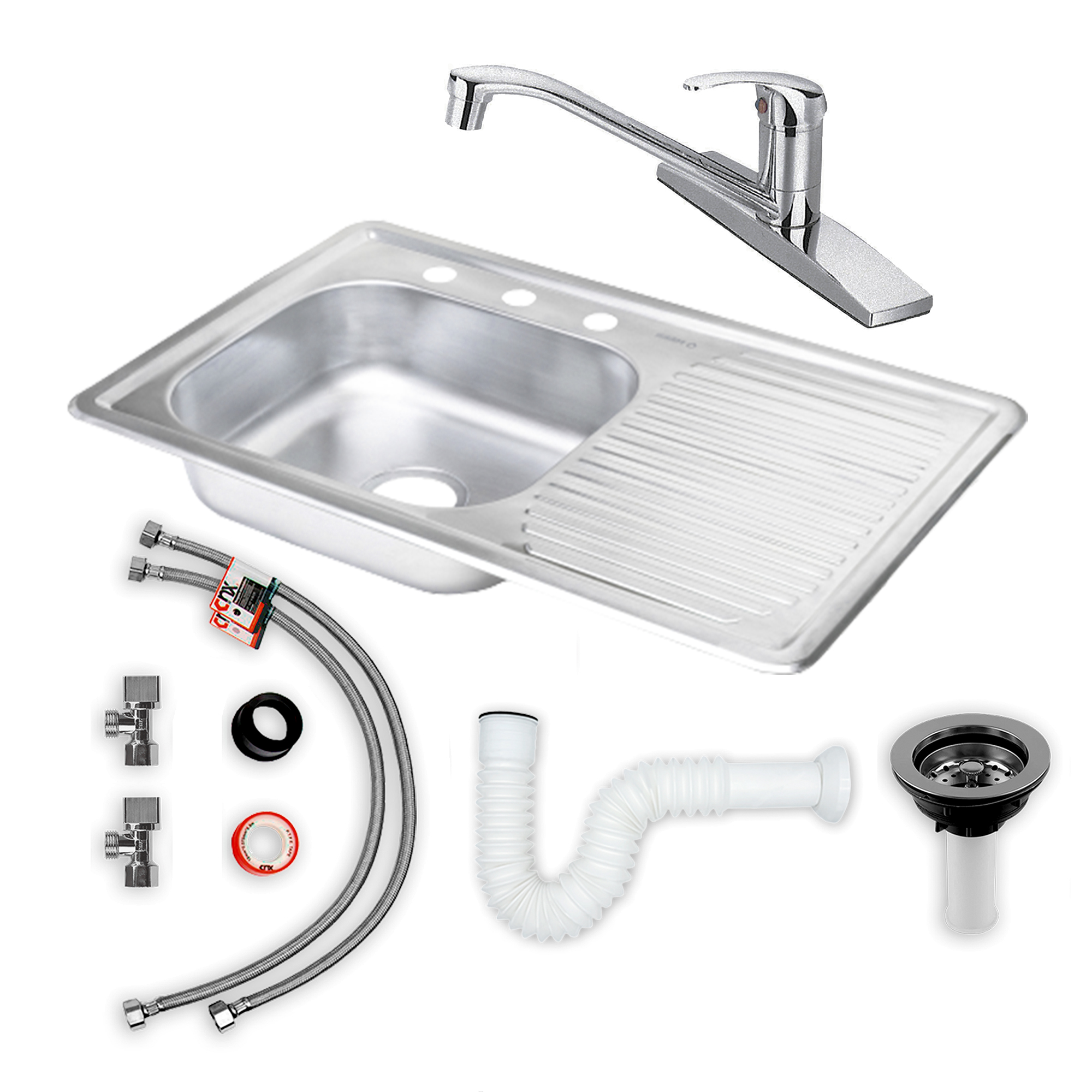 Foto 1 | Kit de Tarja con Escurridero Der con Mezcladora Monomando para Cocina Meer-CNX color Gris
