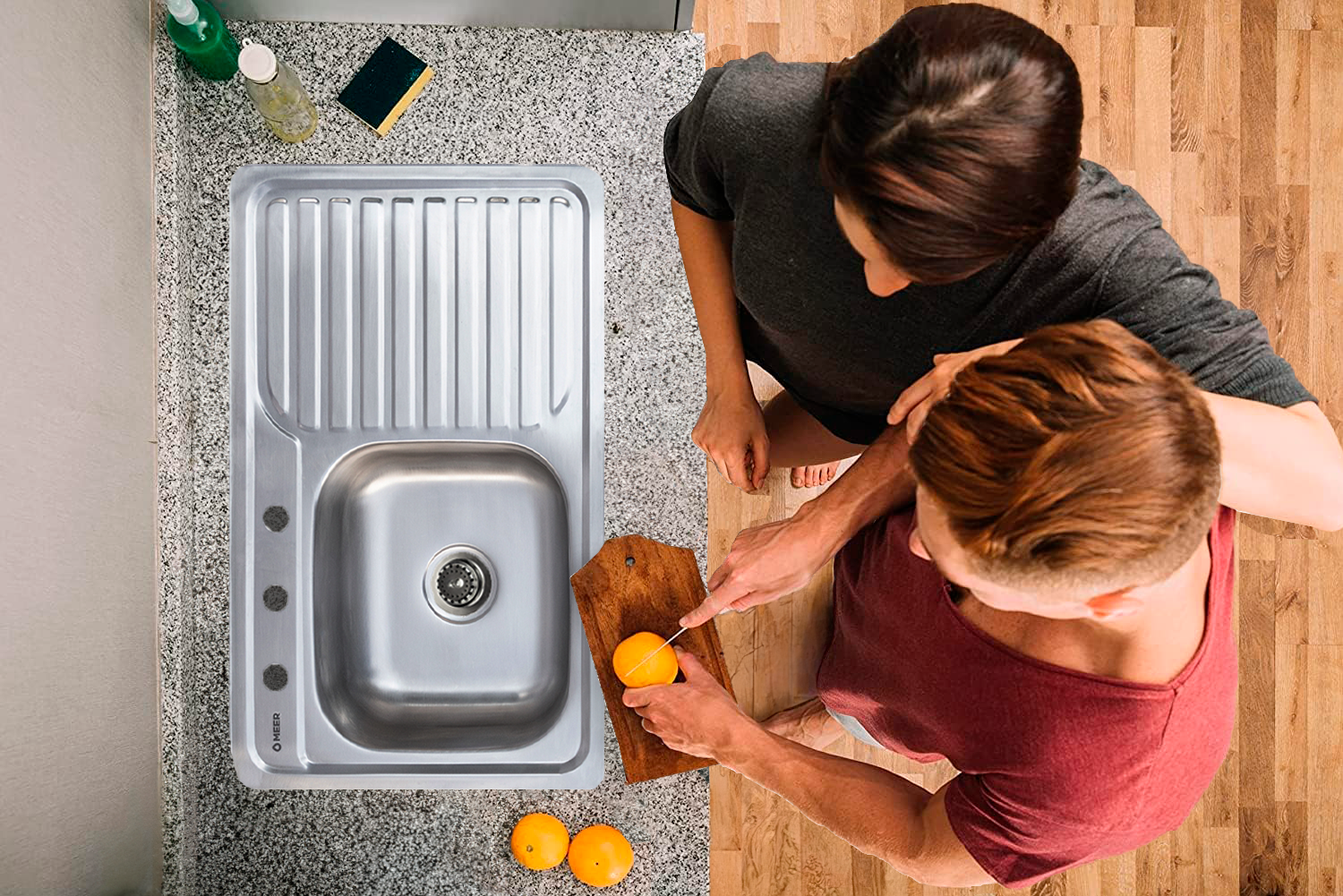 Foto 5 | Kit de Tarja con Escurridero Der con Mezcladora Monomando para Cocina Meer-CNX color Gris