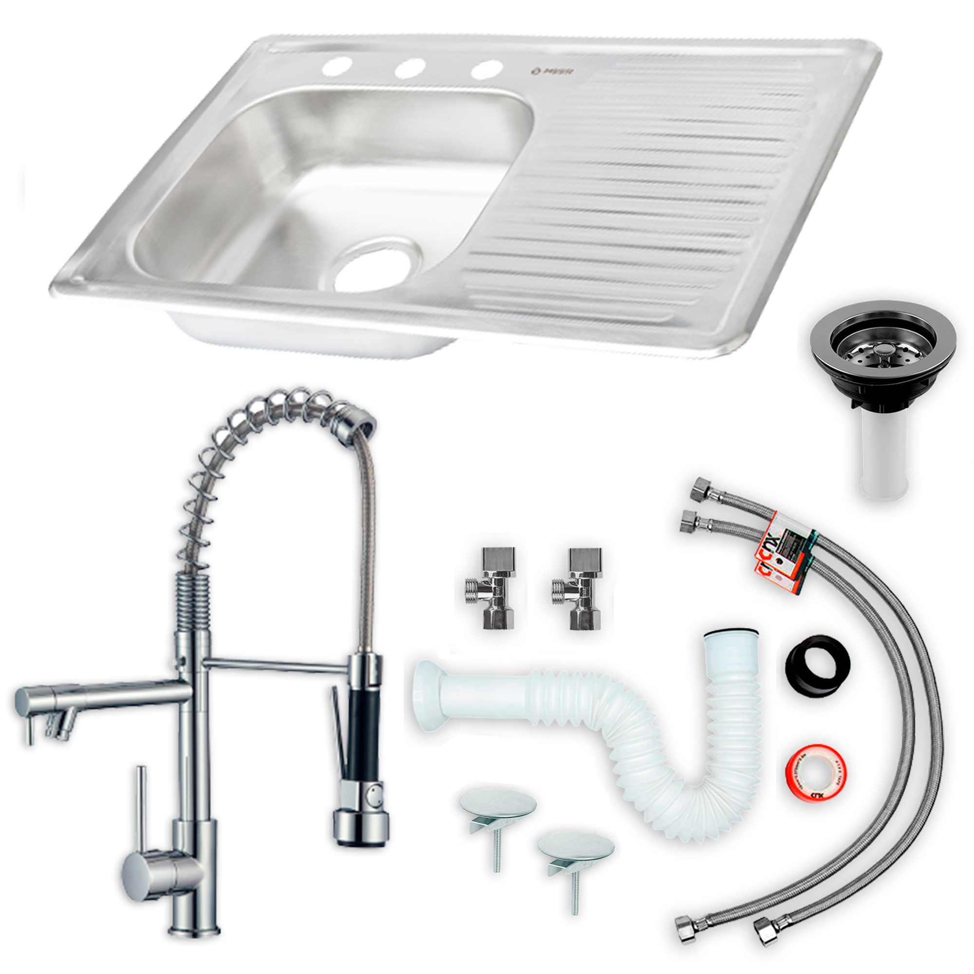 Foto 1 | Kit Completo de Tarja con Escurridero Derecho con Mezcladora Flexible para Cocina
