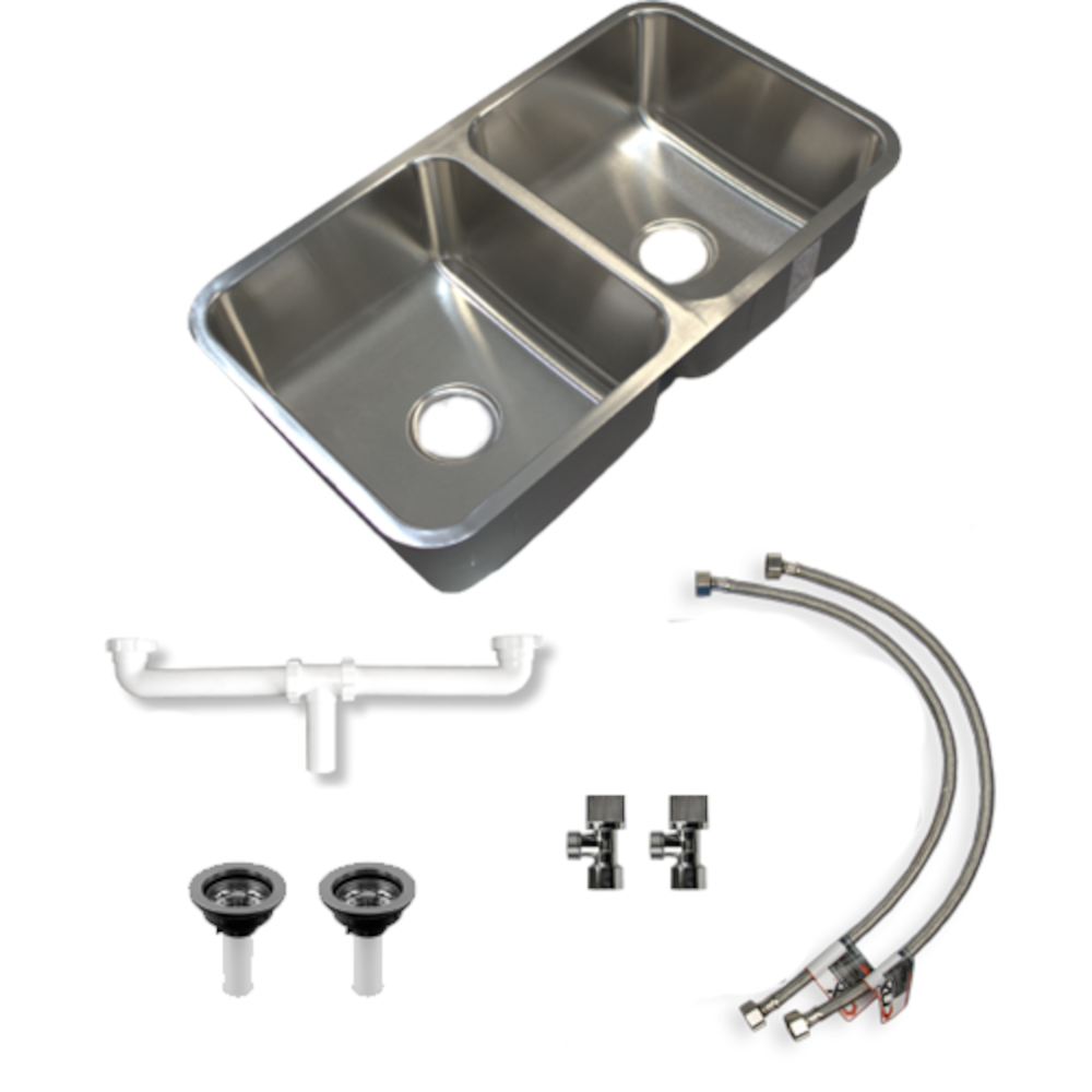 Foto 4 | Tarja Doble de Submontar en Acero Inoxidable con Mezcladora Monomando Flexible y Kit De Instalación Meer-Cnx