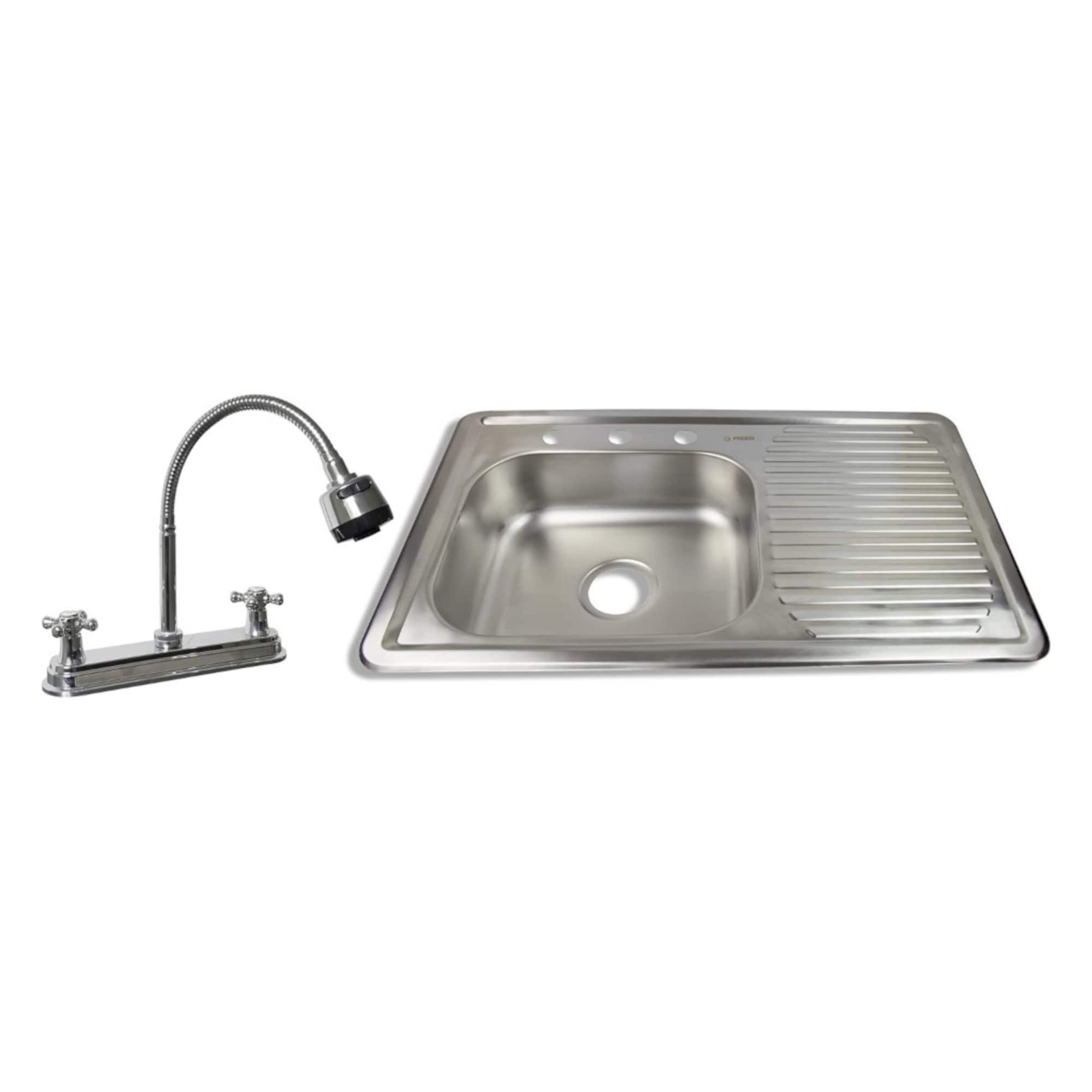 Kit Completo de Tarja con Mezcladora Flexible para Cocina marca CNX modelo KIT-009 + TSED8050 color Plata $1,649