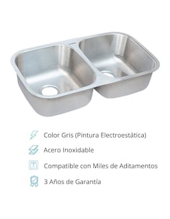 Foto 4 | CNX Tarja Doble De Submontar En Acero Inoxidable Mezcladora Monomando Kit De Instalación Gratis Escurridor