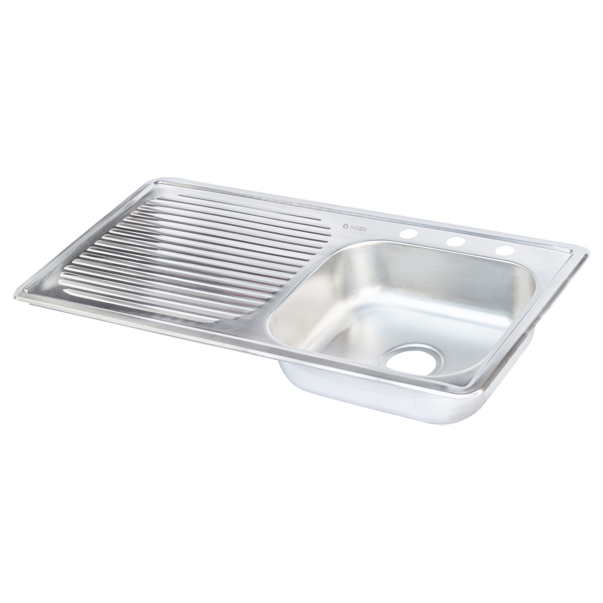 Meer Faucets By Cnx- Fregadero De Cocina Sencillo Con Escurridero Izquierdo 100cm X 50cm X 15cm