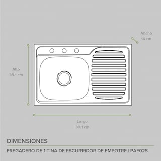 Foto 3 | Tarja para Fregadero de Acero Inoxidable Avera Paf02s