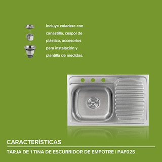 Foto 6 | Tarja para Fregadero de Acero Inoxidable Avera Paf02s