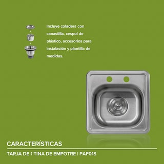 Foto 6 | Tarja para Fregadero de Acero Inoxidable Avera Paf01s