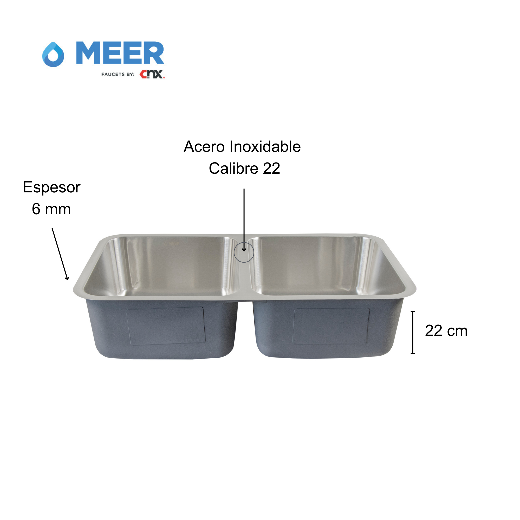 Foto 3 | Tarja Doble CNX TD8247SR2G color Gris para Cocina más 2X CANS-005 Canastas y Mezcladora MZM8111F