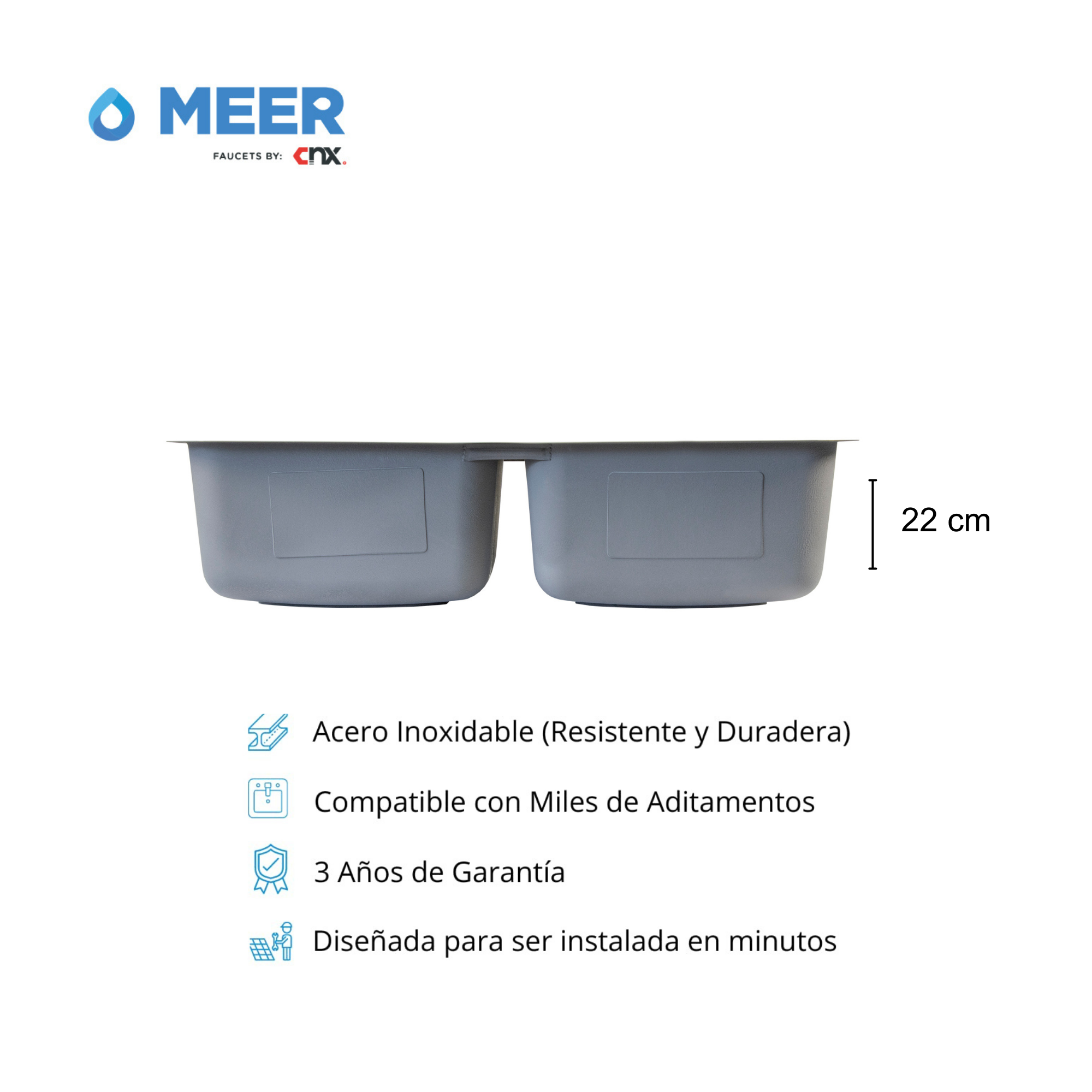 Foto 4 | Tarja Doble CNX TD8247SR2G color Gris para Cocina más 2X CANS-005 Canastas y Mezcladora MZM8111F