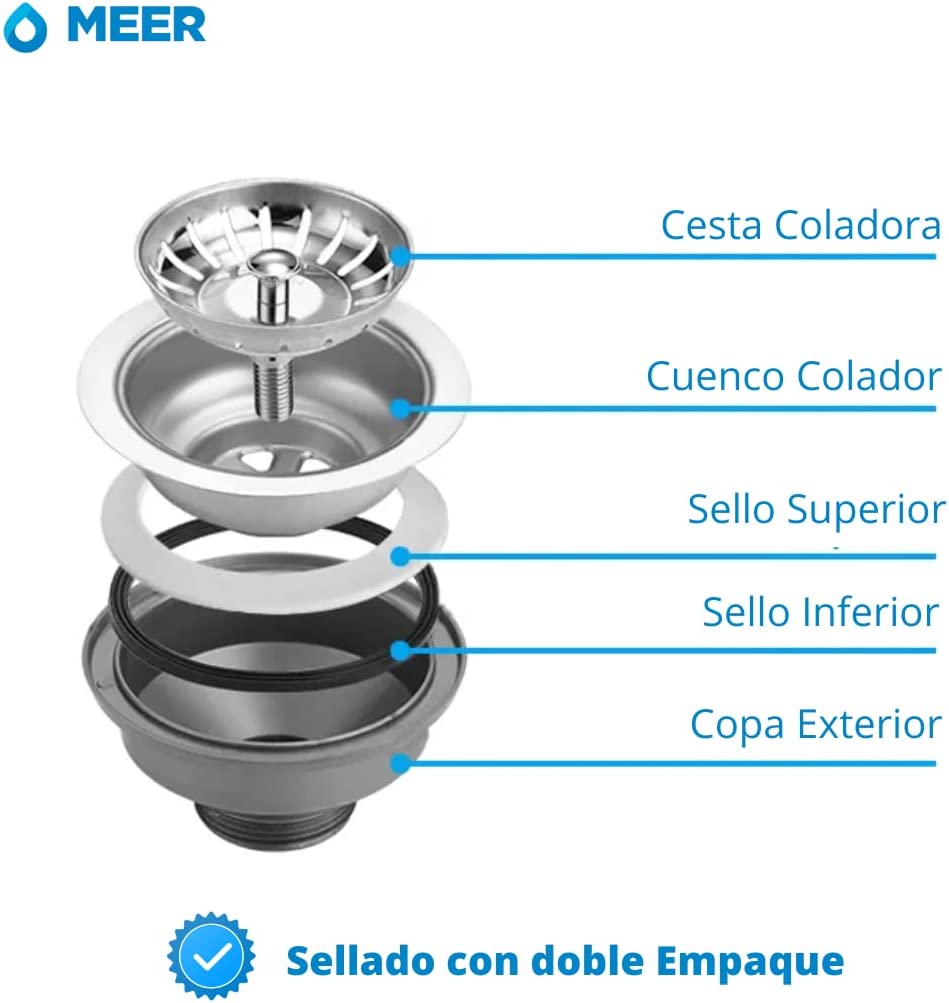 Foto 6 pulgar | Tarja Doble Para Submontar De Acero Inoxidable, Incluye Dos Contra Canastas