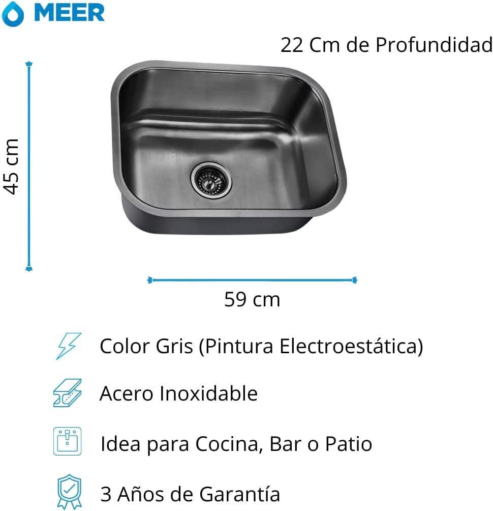 Foto 4 | Tarja Sencilla para Submontar CNX TS5945SC2N color Gris Incluye Contra Canasta y Cespol