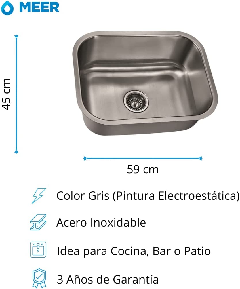 Foto 2 | Tarja Sencilla para Submontar CNX TS5945SC2G color Gris Incluye Contra Canasta y Cespol