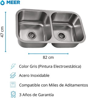 Foto 3 | Tarja Doble de Submontar en Acero Inoxidable Cnx Incluye Mezcladora y Dos Contra Canastas