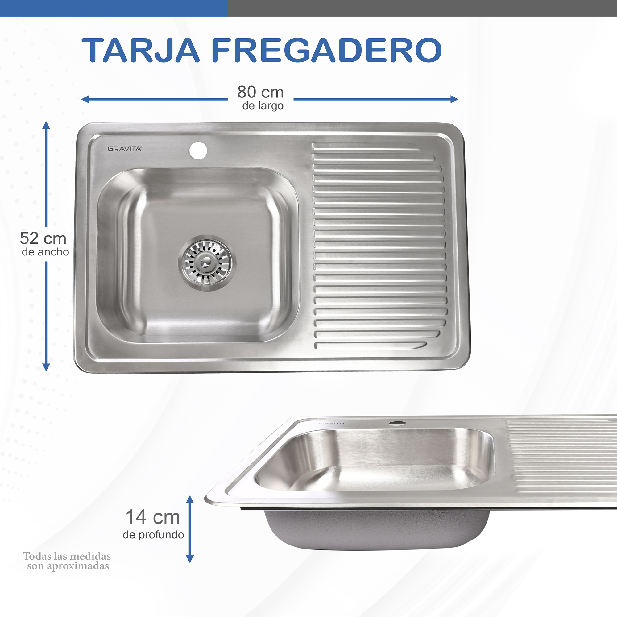 Foto 6 pulgar | Tarja Fregadero De Sobreponer Gravita con Escurridor y Contra Canasta