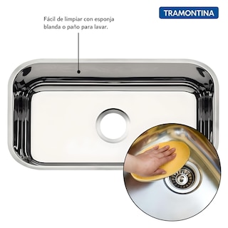 Foto 3 | Tarja para Cocina Bajo Poner Tramontina Lavínia 56 Bl en Acero Inoxidable Pre-pulido 56 x 34 cm