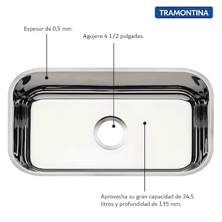 Foto 4 | Tarja para Cocina Bajo Poner Tramontina Lavínia 56 Bl en Acero Inoxidable Pre-pulido 56 x 34 cm