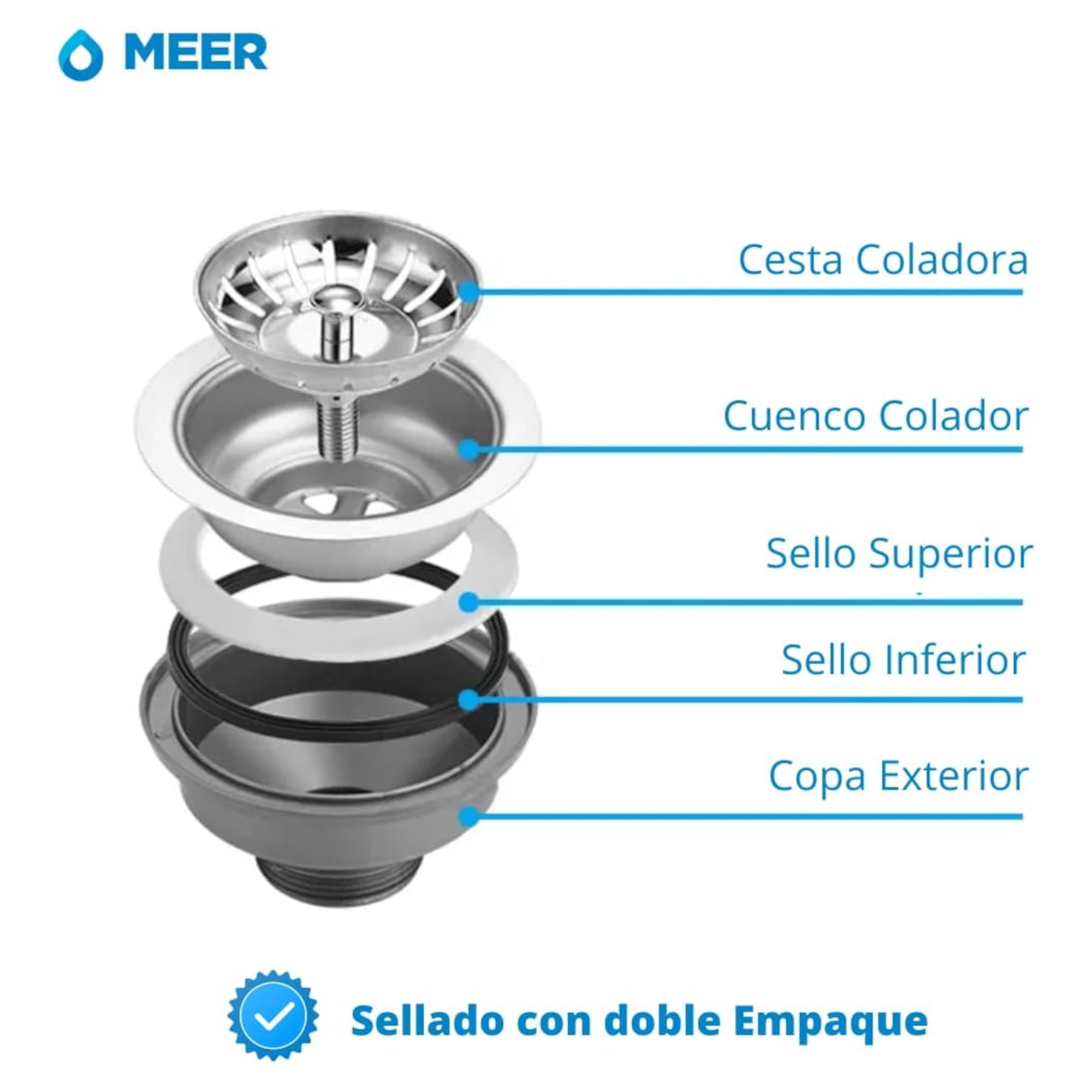 Foto 6 pulgar | Kit Completo de Tarja de Cocina Sencilla Meer-CNX con Mezcladora Monomando Premium