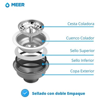 Foto 5 | Kit Completo de Tarja de Cocina Sencilla Meer-CNX con Mezcladora Monomando Premium