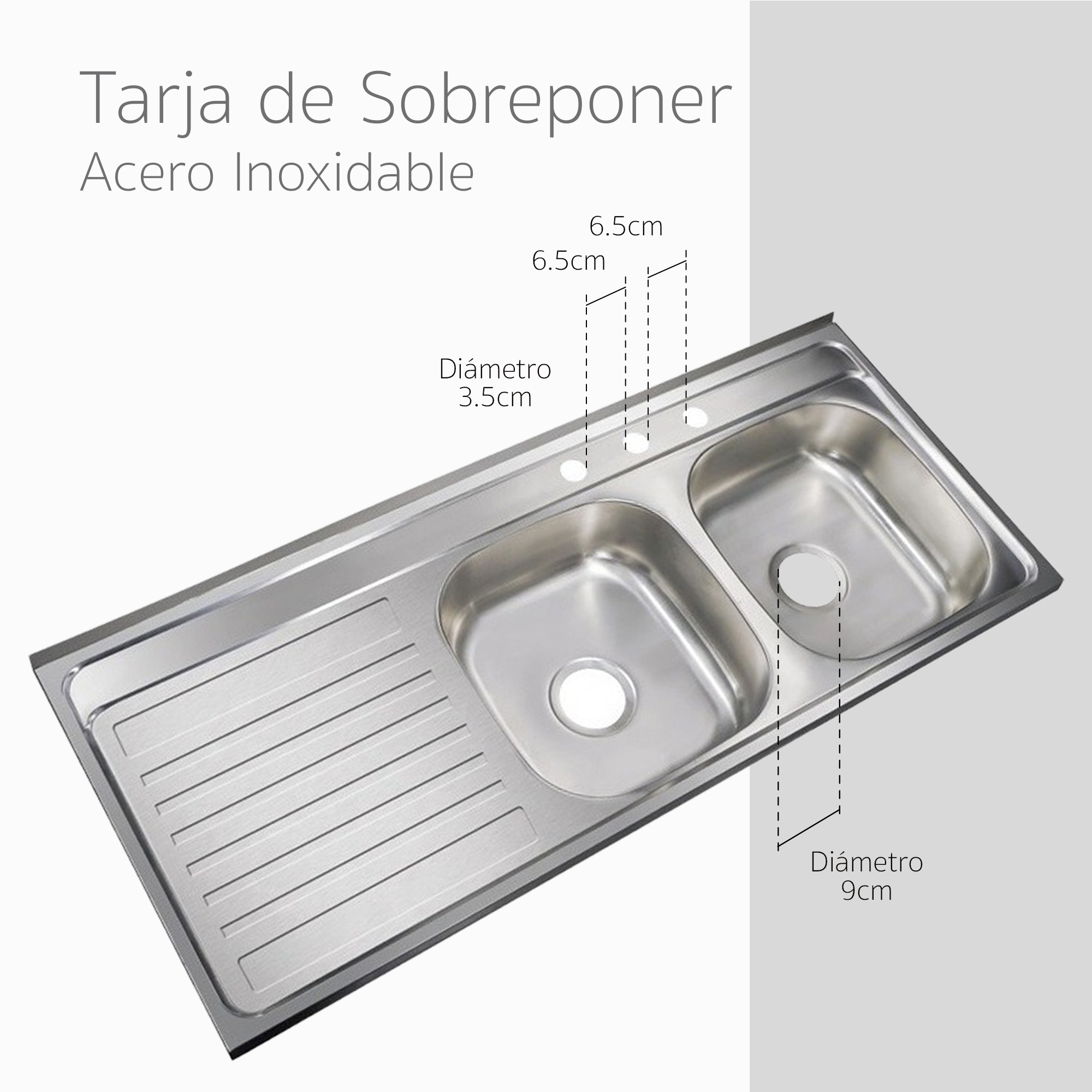 Foto 6 pulgar | Kit Fregadero Solvex color Plata Tarja Doble Tina para Sobreponer Escurridor Lado Izquierdo