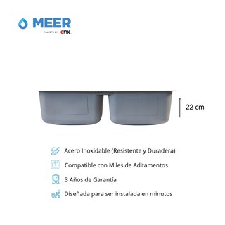 Foto 4 | Kit de Tarja Doble de Acero Inoxidable Meer-CNX TD8247SR2G + KIT-002 de Instalación