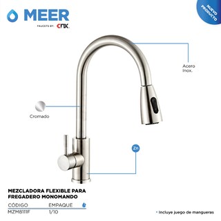 Foto 2 | Kit de Mezcladora y Fregadero para Cocina con Escurridero Tabla Meer Faucets By Cnx