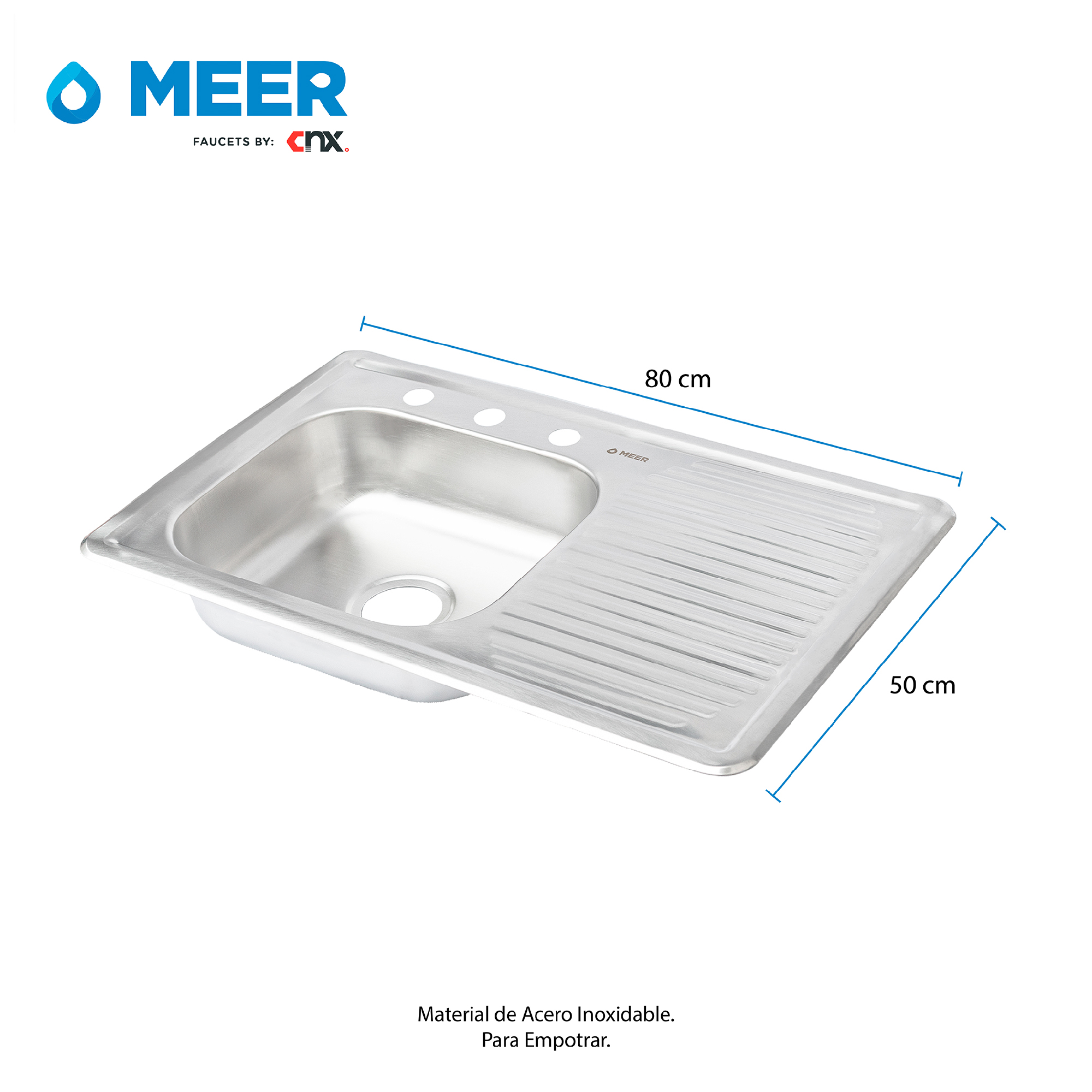 Foto 3 | Kit de Mezcladora y Fregadero para Cocina con Escurridero Tabla Meer Faucets By Cnx