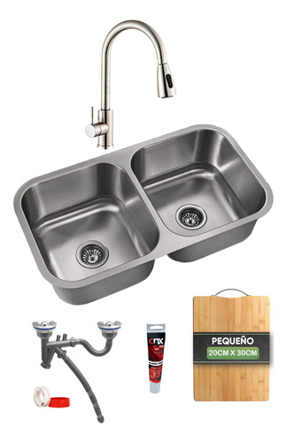 Foto 1 | Tarja Doble Meer Cnx de Acero Inoxidable para Cocina con Accesorios