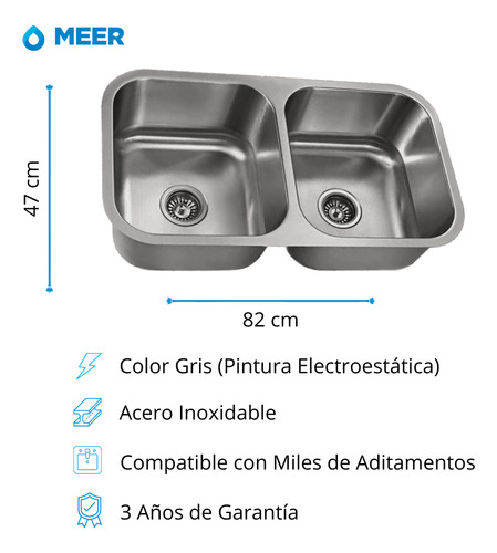 Foto 7 | Tarja Doble Meer Cnx de Acero Inoxidable para Cocina con Accesorios