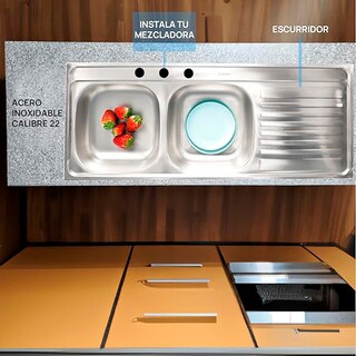 Foto 2 | Kit de Mezcladora y Tarja de Cocina Doble Tina + Regalo