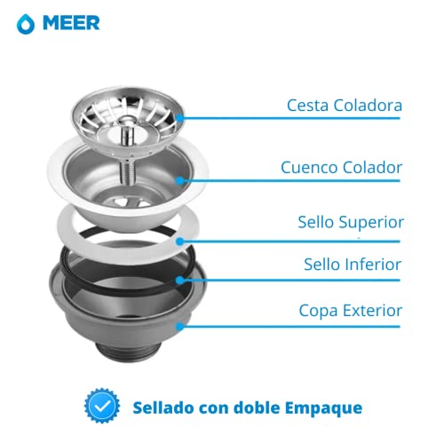 Foto 6 | Meer Faucets By Cnx | Tarja De Acero Inoxidable + Mezcladora De Cuello Flexible Cromada En Acero Inoxidable, Incl