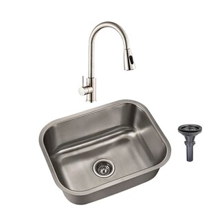 Foto 1 | Meer Faucets By Cnx |tarja De Acero Inoxidable + Mezcladora De Cuello Retráctil Cromada En Acero Inoxidable, Inc