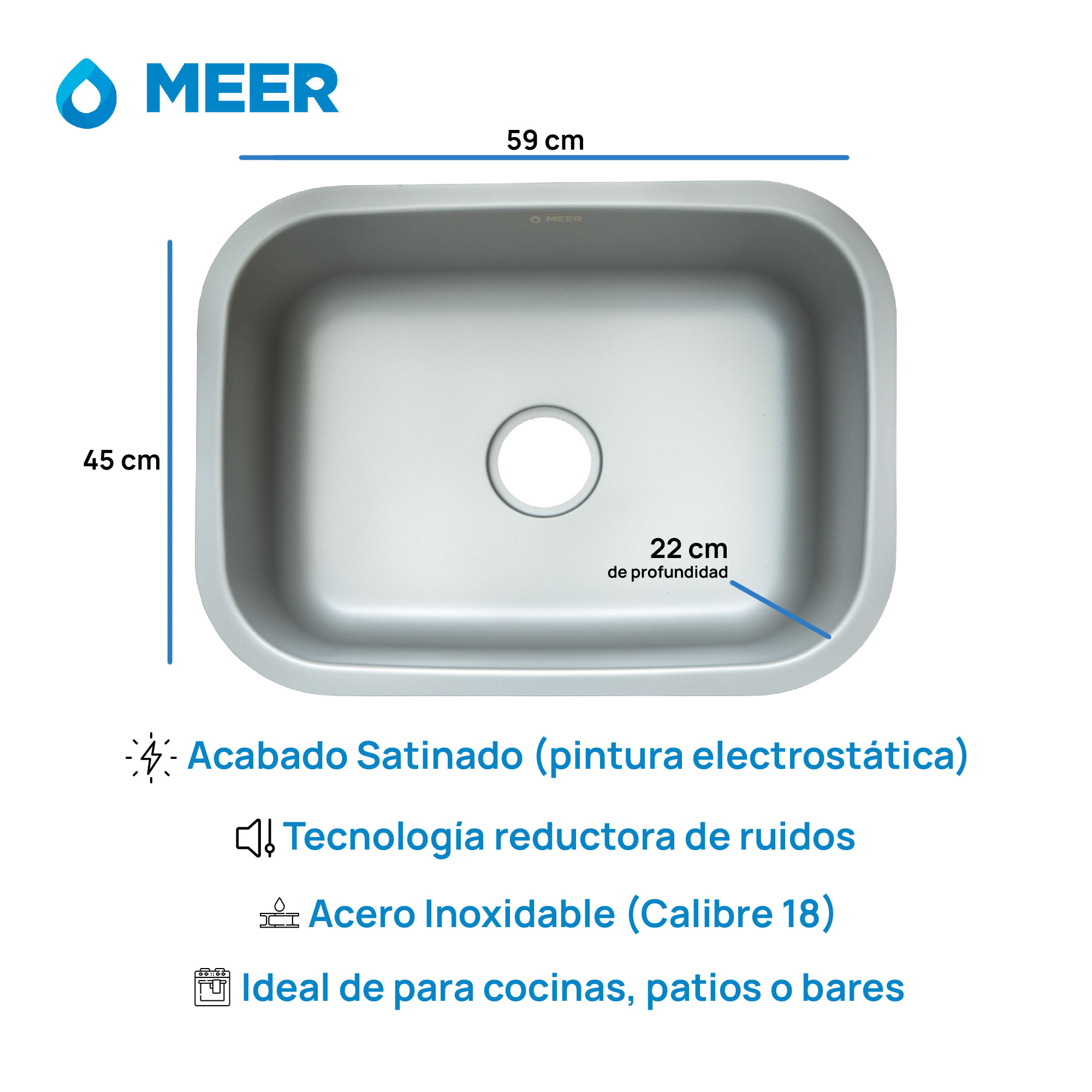 Foto 3 pulgar | Meer Faucets By Cnx | Tarja Premium De Acero Inoxidable + Mezcladora De Cuello Retráctil Y 2 Funciones De Chorr