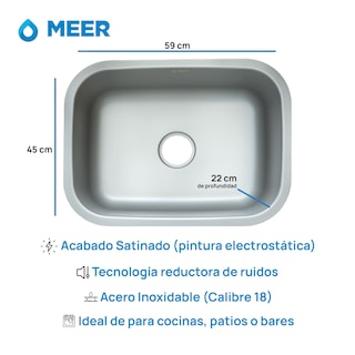 Foto 2 | Meer Faucets By Cnx | Tarja Premium De Acero Inoxidable + Mezcladora De Cuello Retráctil Y 2 Funciones De Chorr