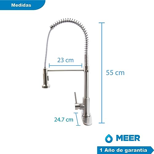 Foto 4 | Meer Faucets By Cnx | Tarja Premium De Acero Inoxidable + Mezcladora De Cuello Retráctil Y 2 Funciones De Chorr