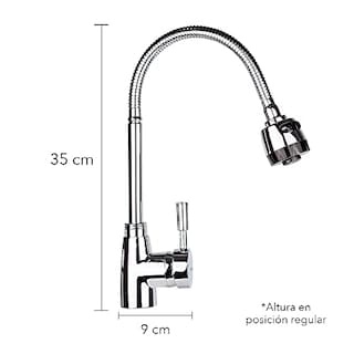 Foto 2 | Meer Faucets By Cnx | Tarja De Acero Inoxidable + Mezcladora De Cuello Flexible Cromada En Acero Inoxidable, Incl