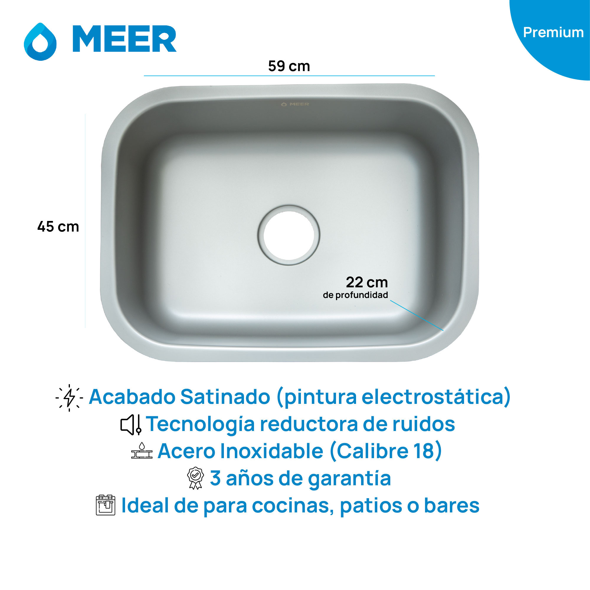 Foto 6 | Meer Faucets By Cnx | Tarja Premium De Acero Inoxidable + Mezcladora De Cuello Retráctil Y 2 Funciones De Chorr