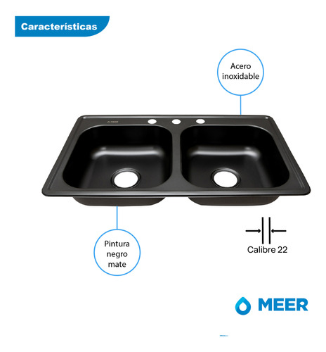 Foto 4 | Tarja de Cocina Negra Mate con Mezcladora y Complementos CNX