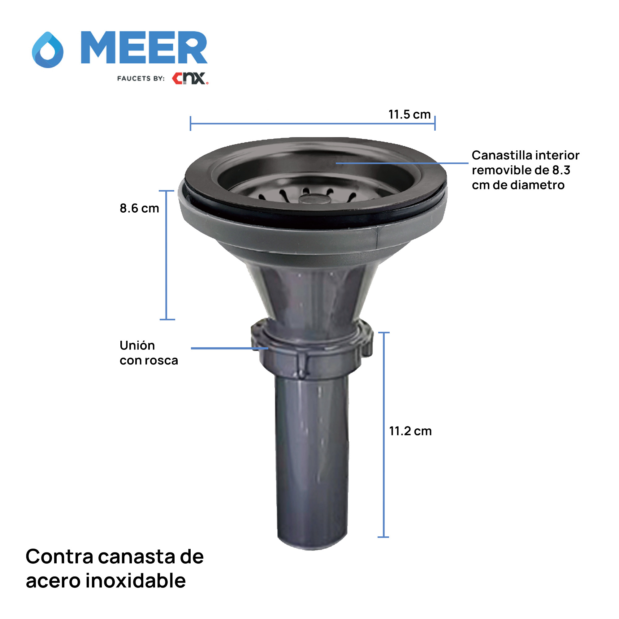 Foto 3 pulgar | Contra Canasta CNX Gris con Tubo para Tarja