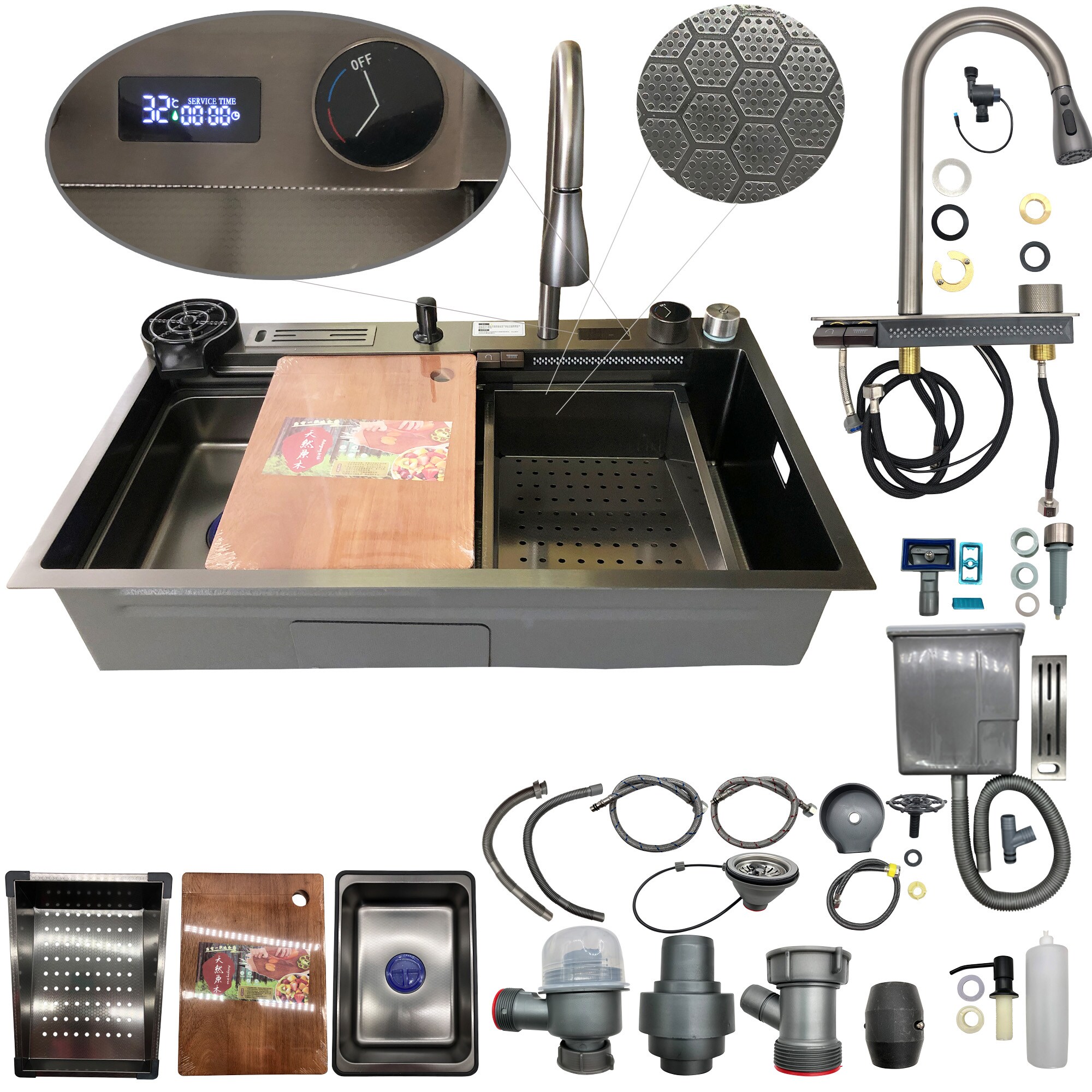 Tarja Cocina Fregadero con Cascada Led Acero Inoxidable Homely Elegance $9,289