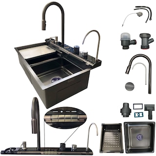 Foto 1 | Tarja Fregadero Cocina Doble Cascada De Lujo Led Acero Inoxidable Homely Elegance