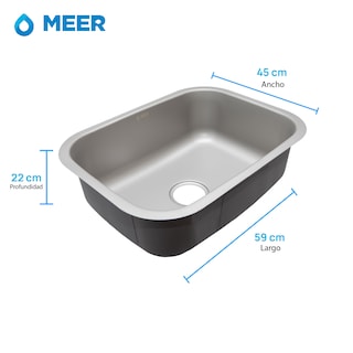 Foto 4 | Meer Faucets By Cnx | Fregadero Para Cocina De Acero Inoxidable Calibre 18 Para Submontar, Tarja Sencilla Satina