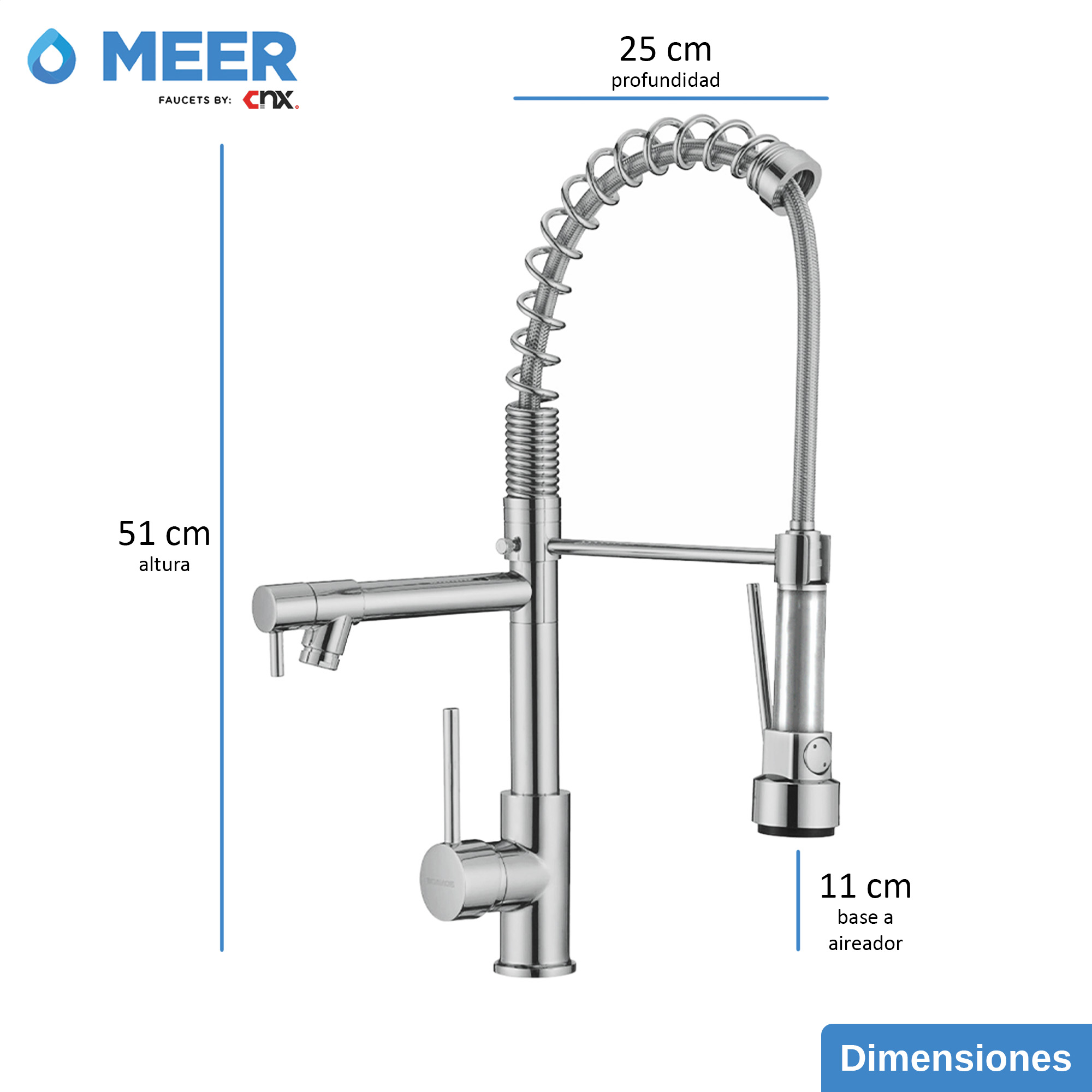 Foto 4 pulgar | Meer | Tarja Doble De Acero Inoxidable Satinado, Mezcladora Monomando Con Dos Salidas De Agua Y Accesorios De Instalac