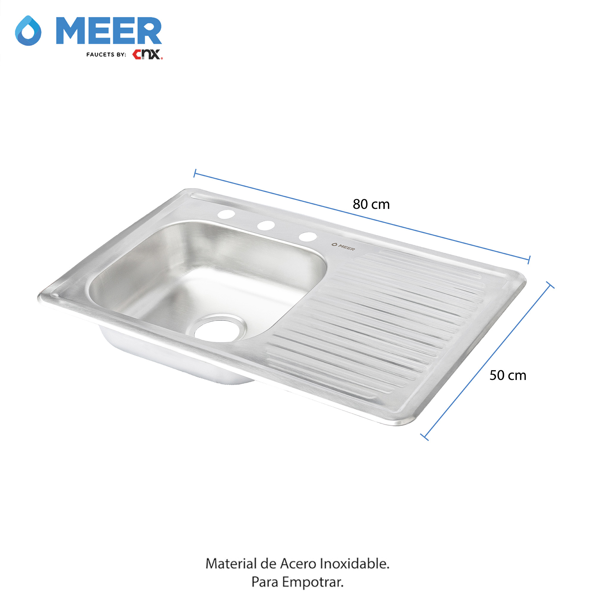 Foto 5 pulgar | Meer Faucets By Cnx | Fregadero Para Cocina Con Escurridero Derecho De Acero Inoxidable, Mezcladora Y Accesorios