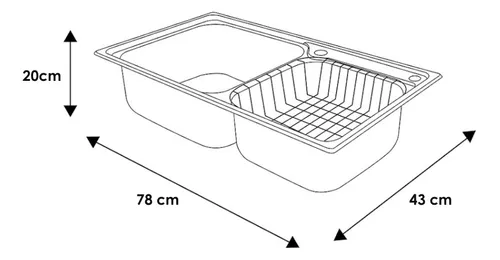 Foto 4 pulgar | Fregadero Doble Tarja Cocina Cubeta Plateado 78*43*20