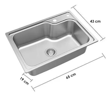 Foto 2 | Fregadero Tarja Cocina Cubeta Plateado 65*43*20